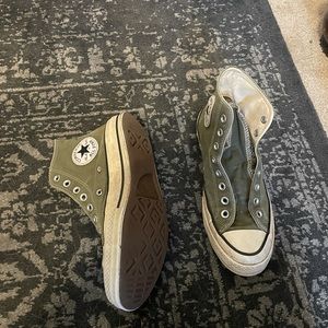 Green double stitch converse